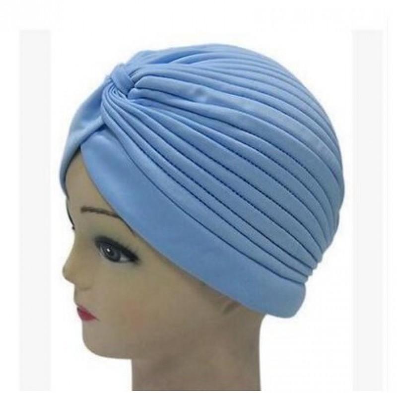 sky blue Classic Turban Hijab Cap 