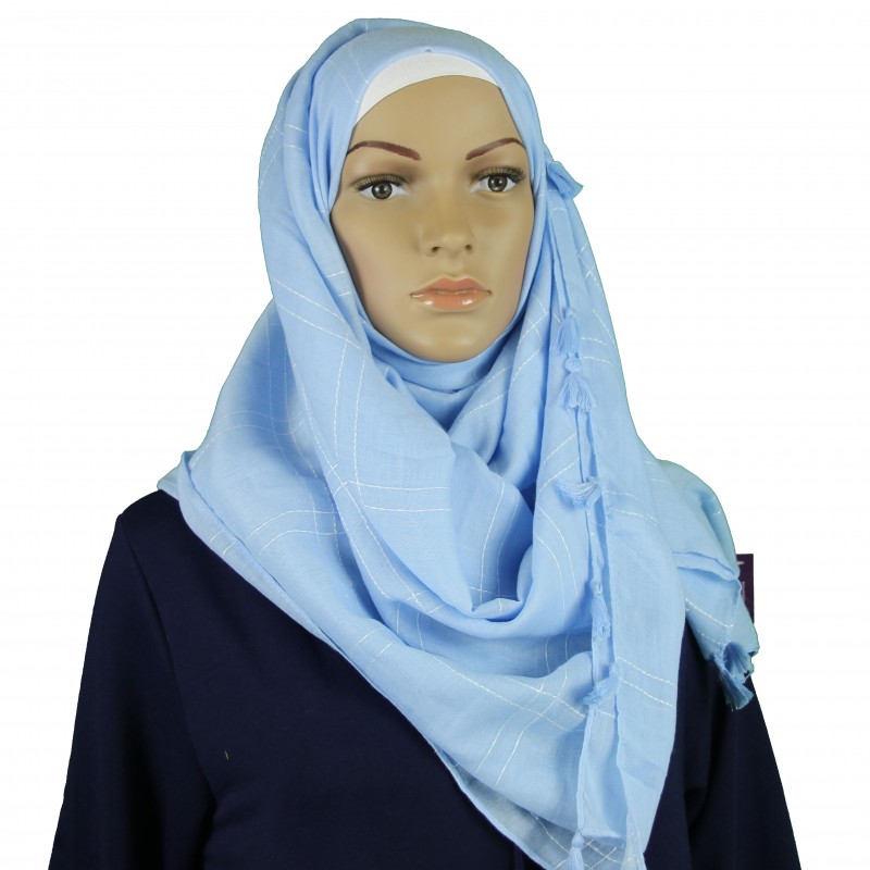 Sky Criss Cross Tassel Hijab