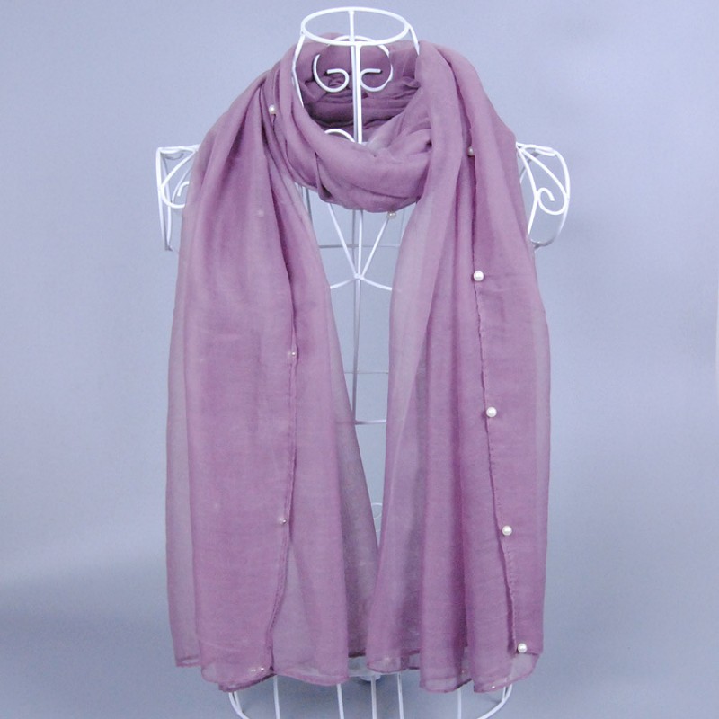 Leather Purple Plain Pearl Maxi Hijab