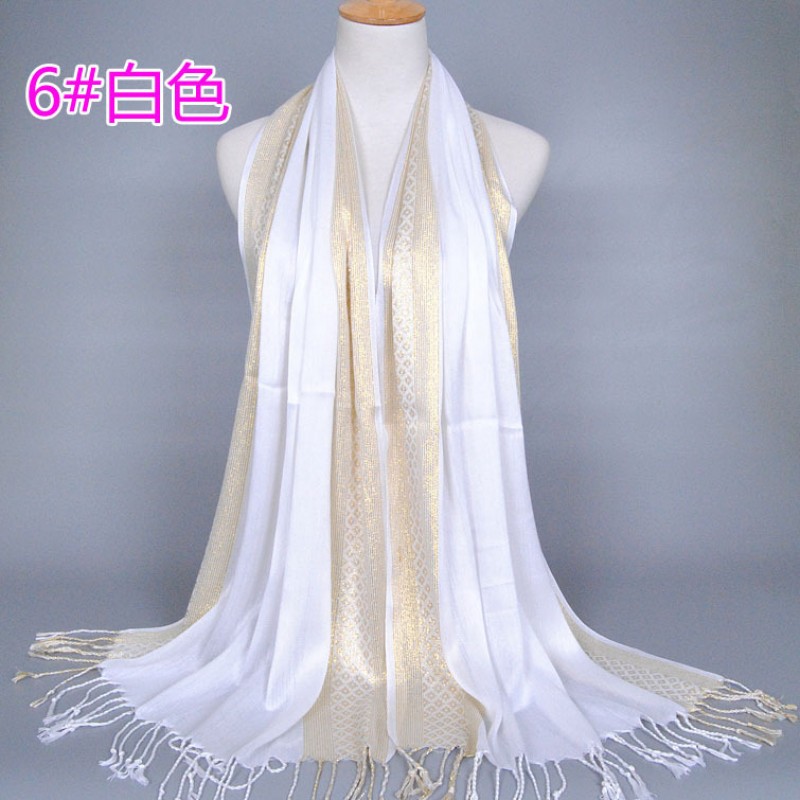White Gold Print Cotton Hijab