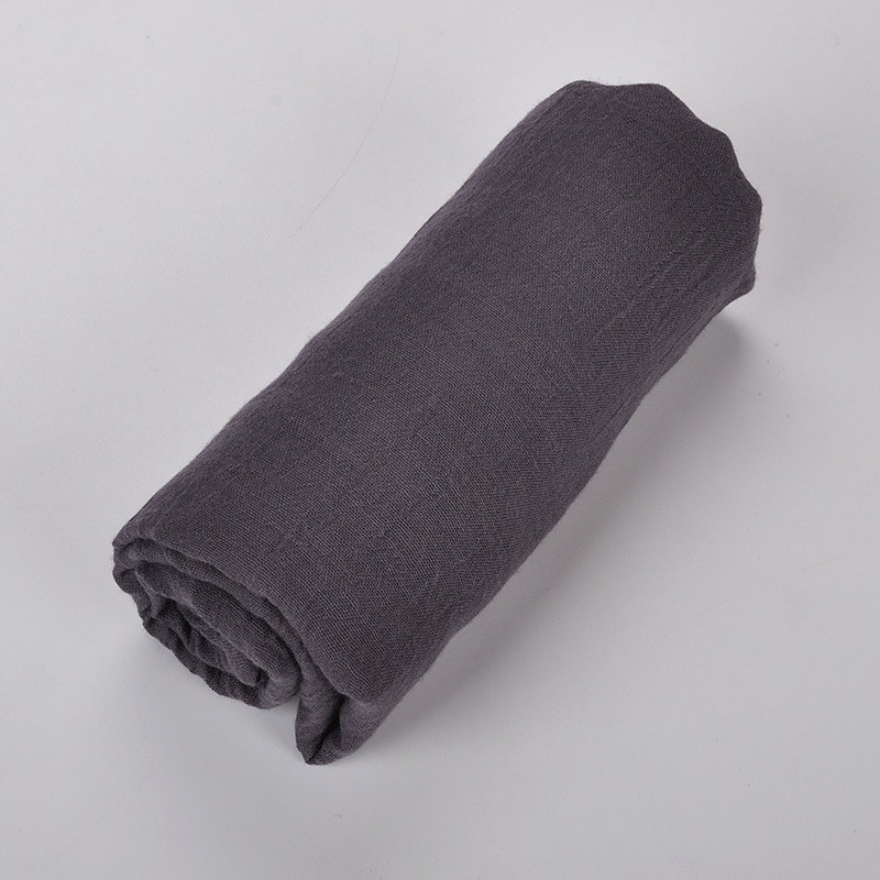 Dark Gray Plain Maxi Tassel 180x90cm Cotton Hijab