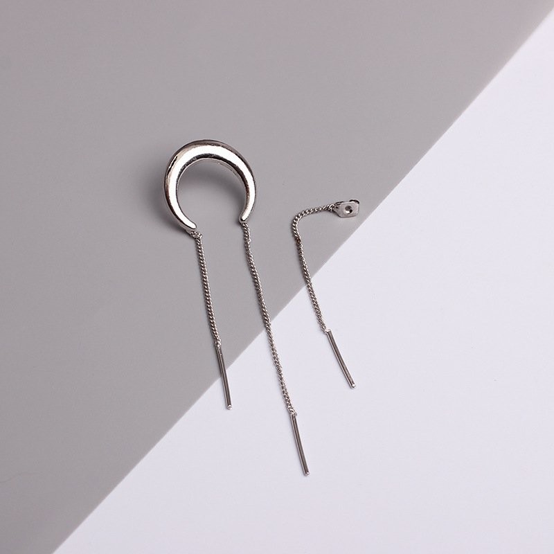 Silver Crescent Drop Stud