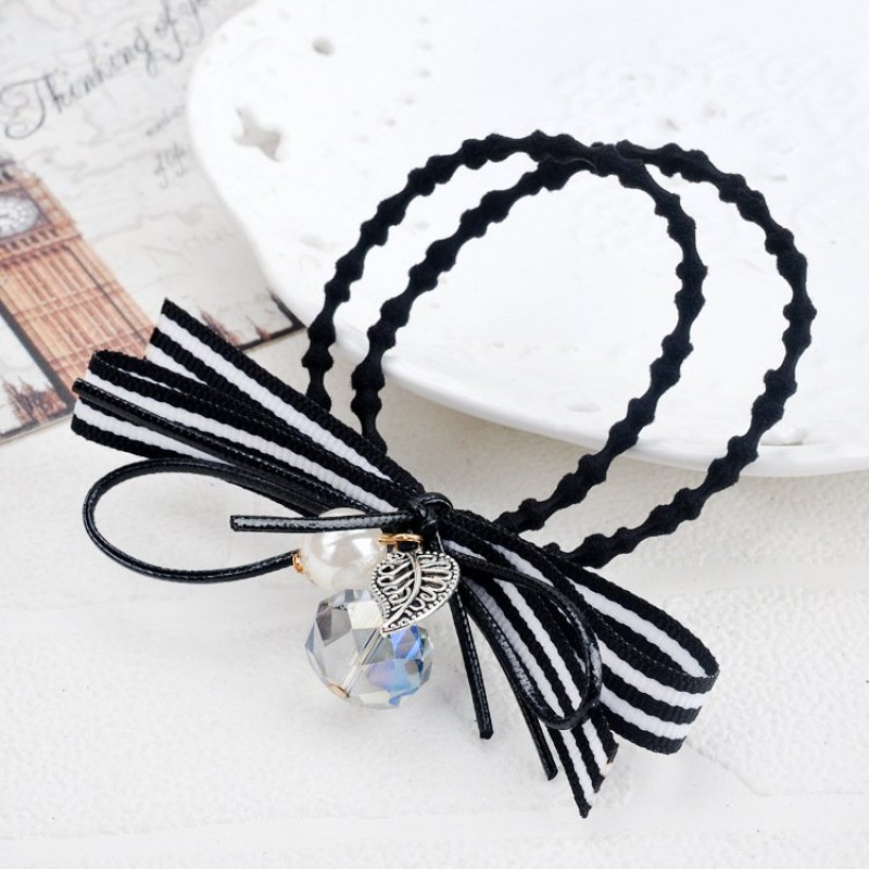 Black Pearl Crystal Bow Hairband