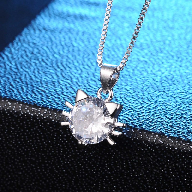 Crystal Kitty Polished Necklace
