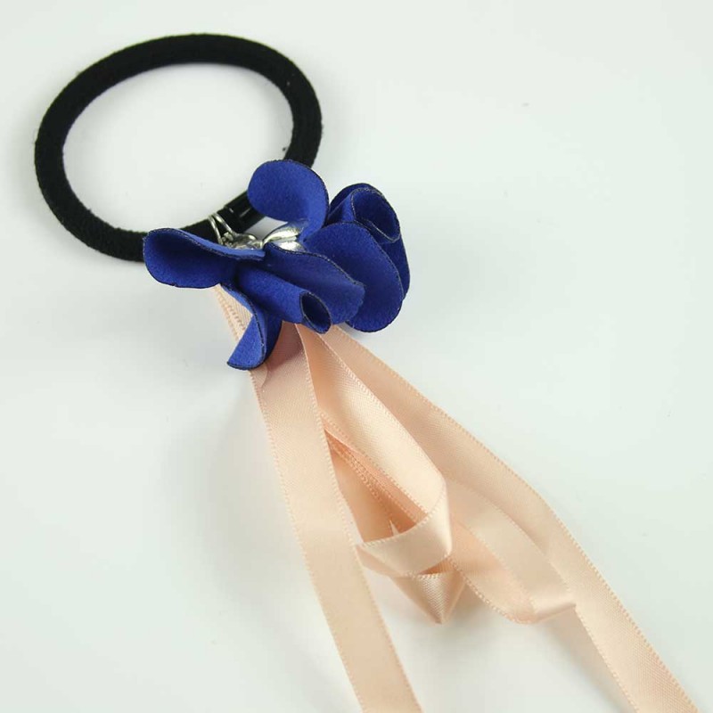 Blue peach floral ribbon hairband