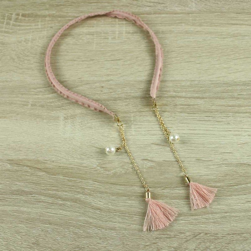 Pink pearl chain headband