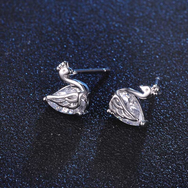Swan Stud Polished Earrings