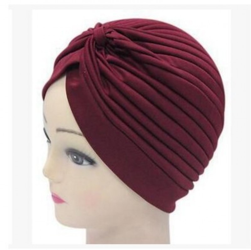 wine red Classic Turban Hijab Cap 
