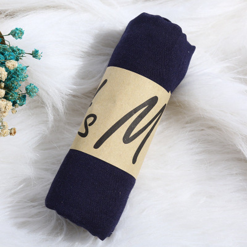 Navy Cotton Linen 180x90cm Classic Maxi Hijab
