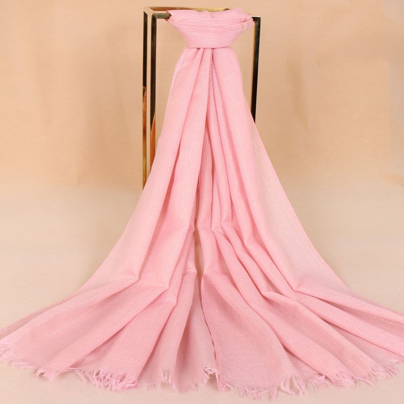 Pink Gold Thread Cotton Hijab Clearance