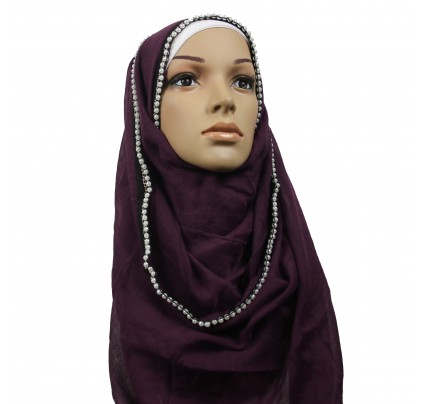 Deep Purple Pearl Chain Hijab