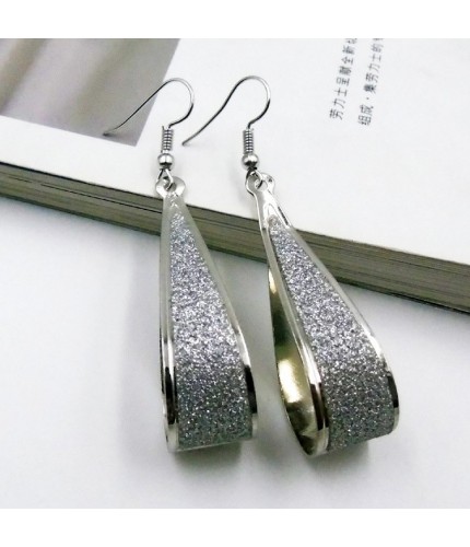 Silver Droplet Frosted Earrings