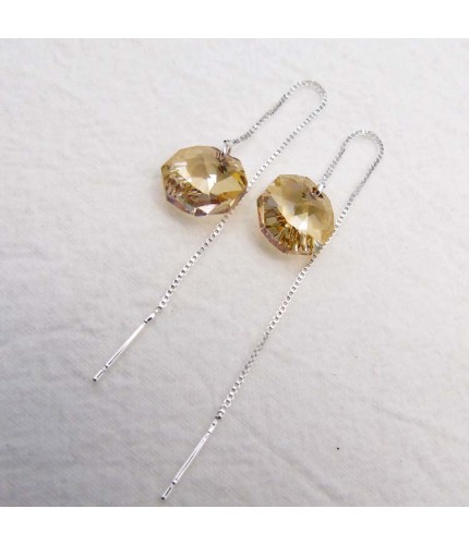 Amber Crystal Long Chain Drop Earrings