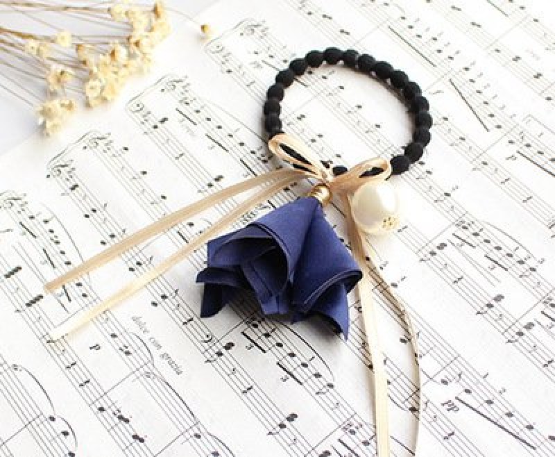 Dark Blue Floral Bell Hairband