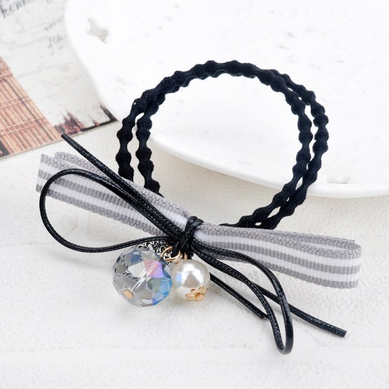 Gray Pearl Crystal Bow Hairband
