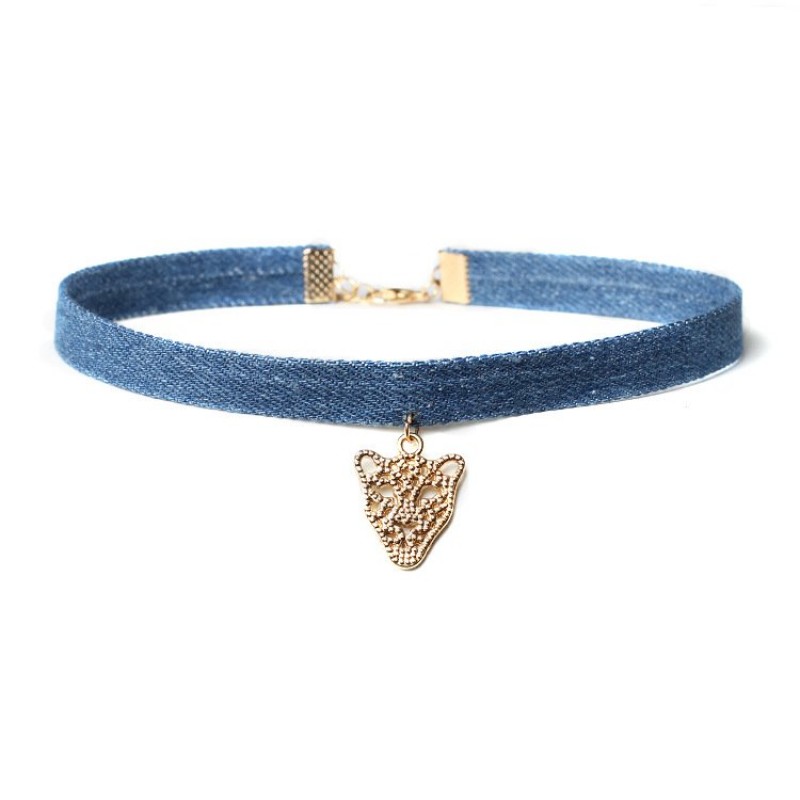 Denim Leopard Choker