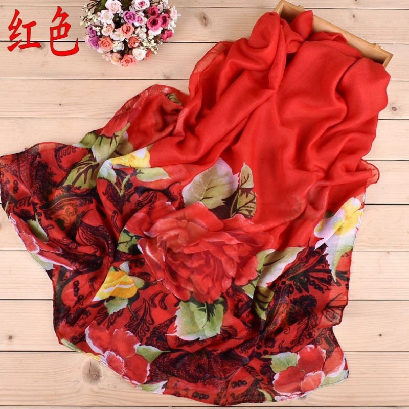 Red Paisley Rose Print Hijab Clearance