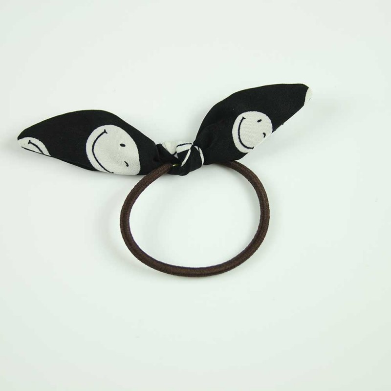 Black Smiley Bunny Ear Hairband