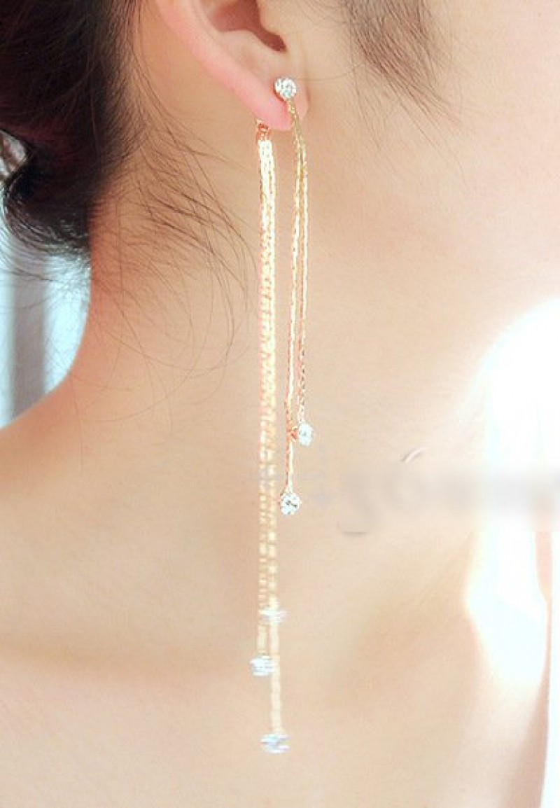 Gold Waterfall Crystal Drop Earrings