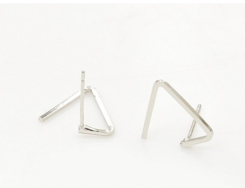 Silver Triangle Geometric Earrings