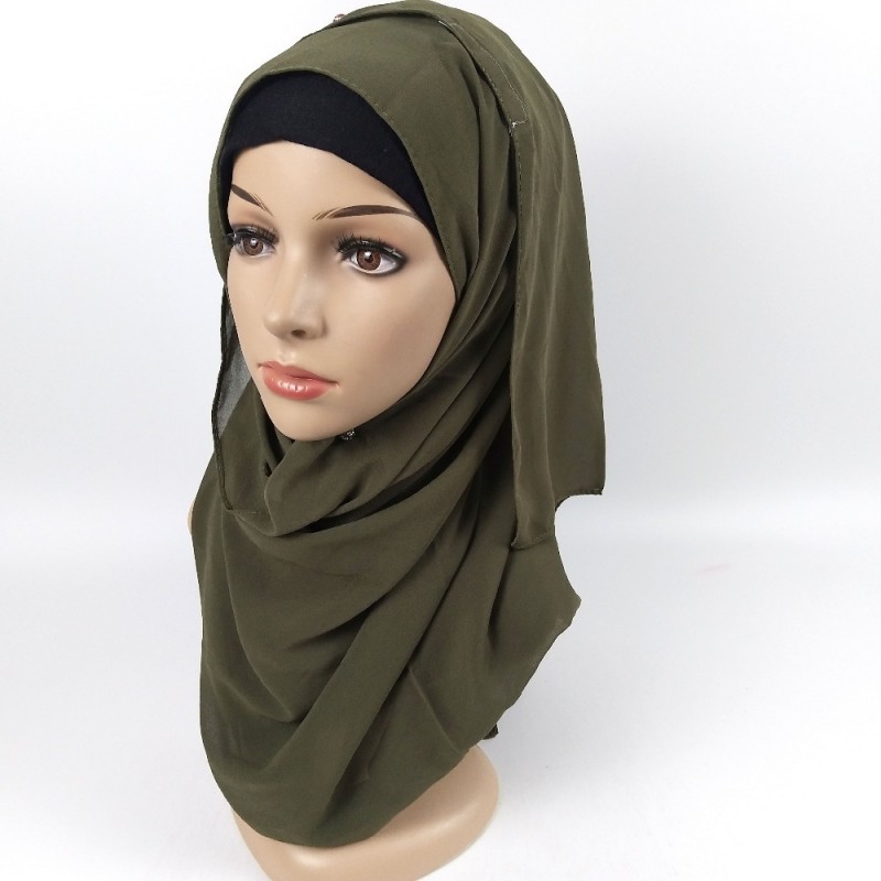 Army Green Premium Chiffon Instant Hijab 