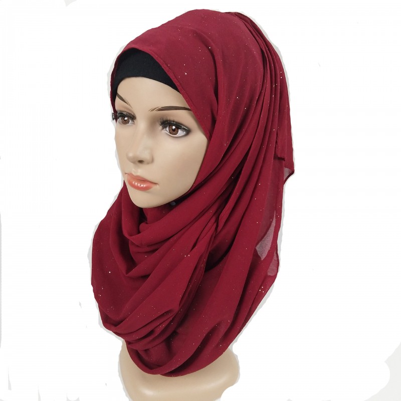 Red Premium Gold Glitter Chiffon Maxi Hijab