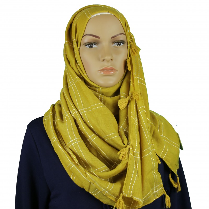 Gold Criss Cross Tassel Hijab