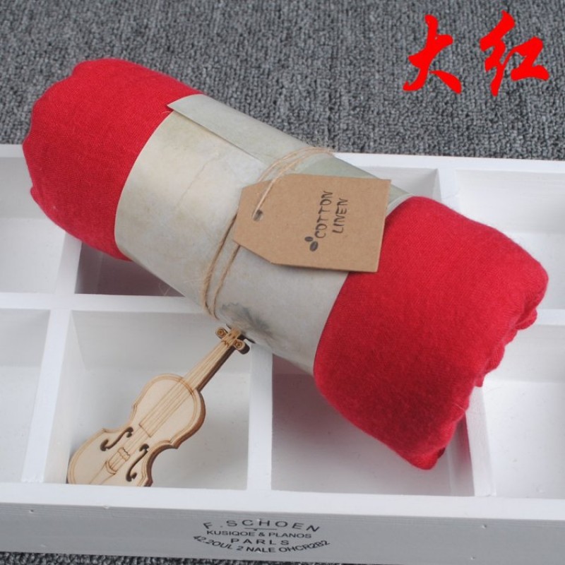 Red 185x130cm Cotton Linen Plain Extra Maxi Hijab