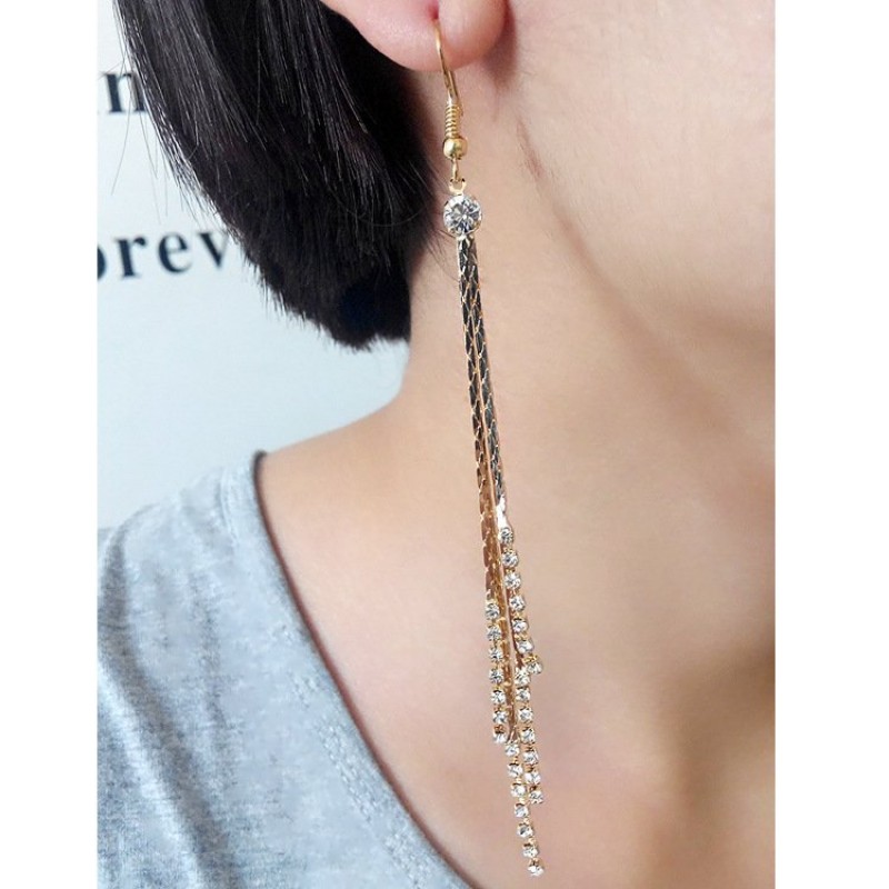 Gold strand drop earrings