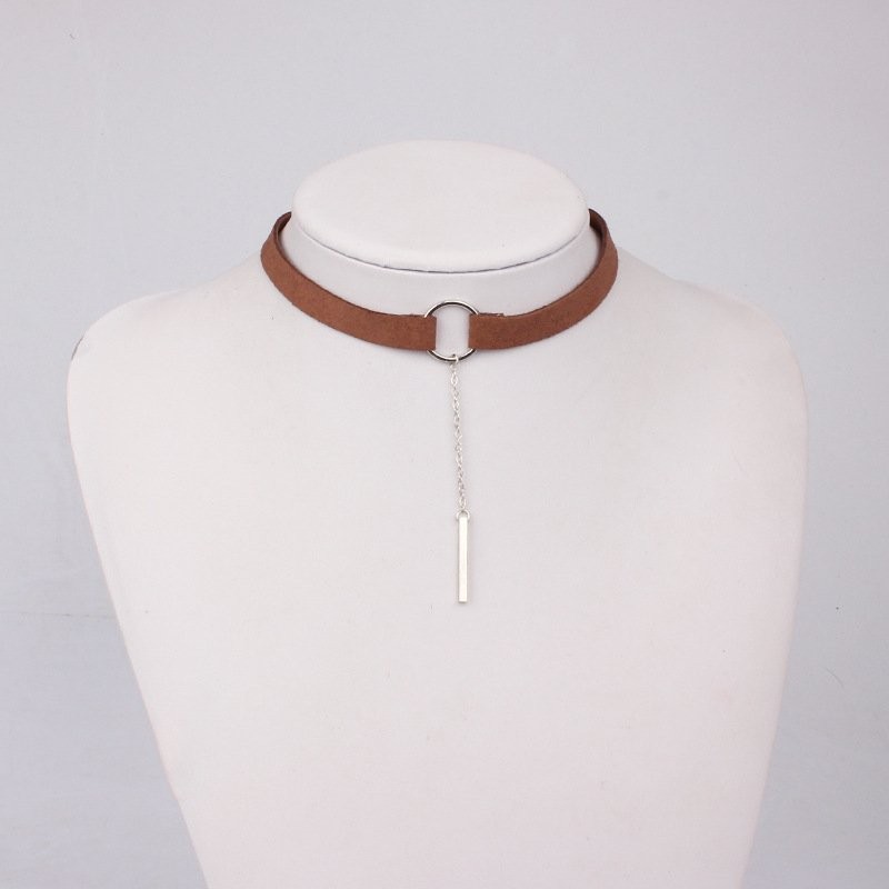 Silver Ring Brown Choker