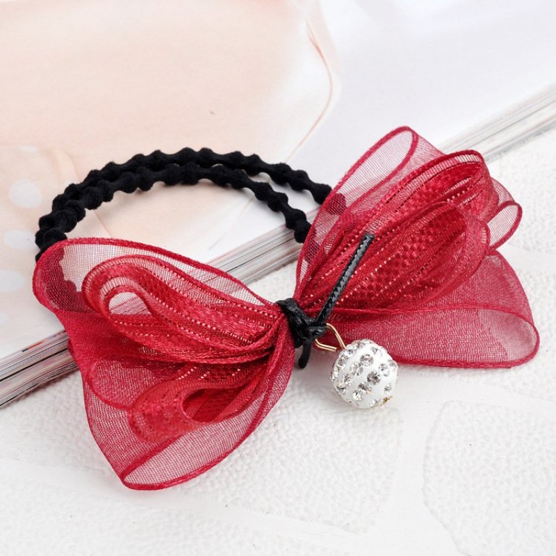 Burgundy Shamballa Bow Hair Band