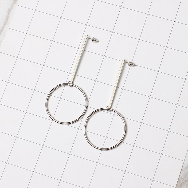 Silver Circle Drop Studs