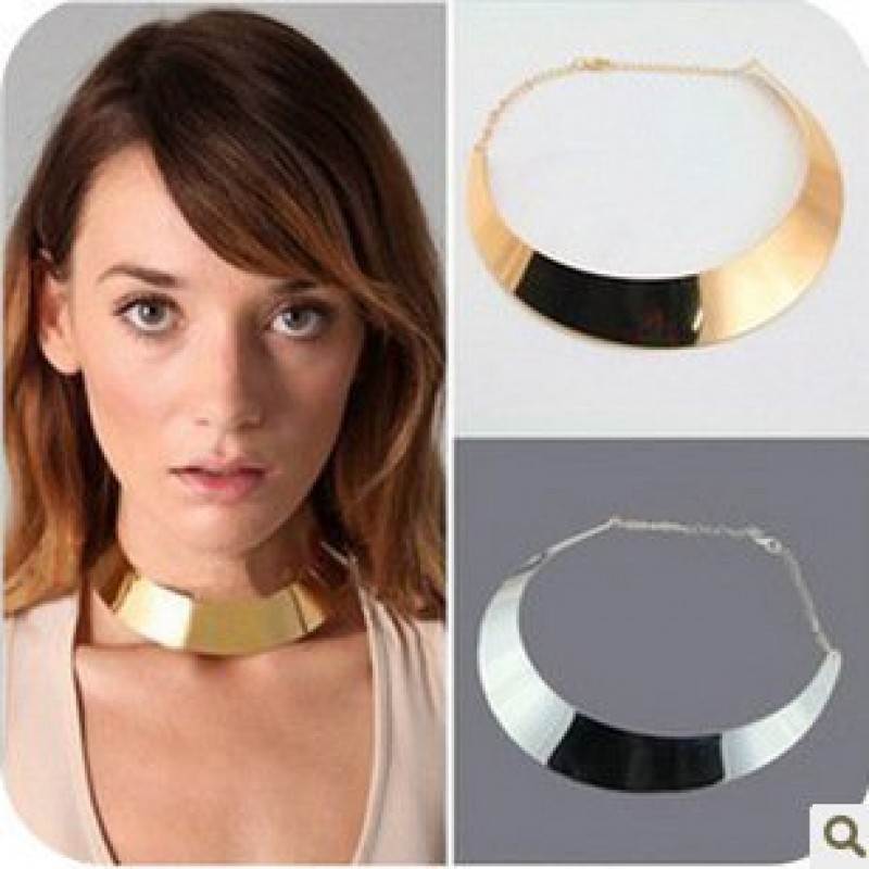 Gold Solid Statement Necklace