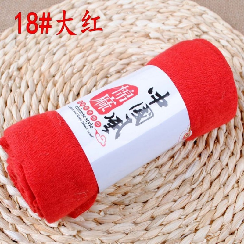 Red 190x110cm Cotton Linen Plain Maxi Hijab