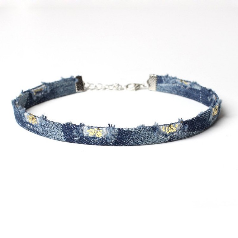 Worn Denim Choker
