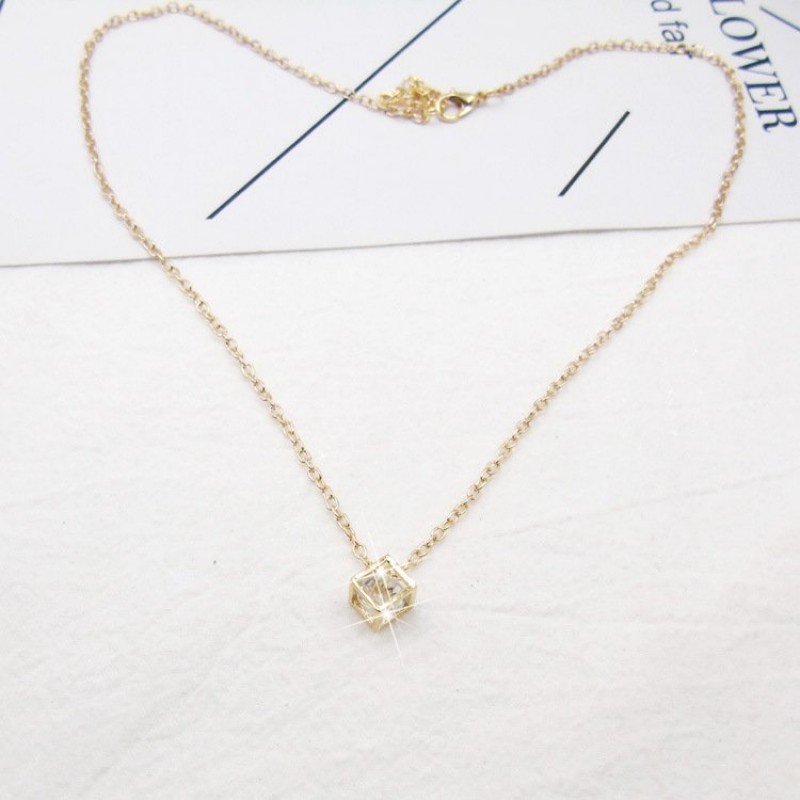 Gold Square Pendant Necklace