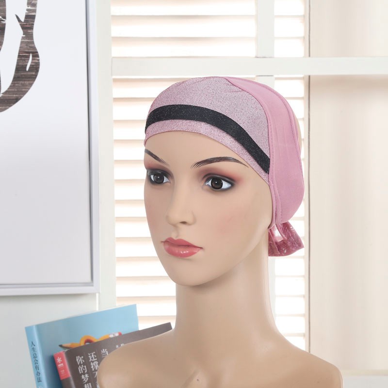Rhubarb Shimmery Bonnet Tie Back Hijab Cap 
