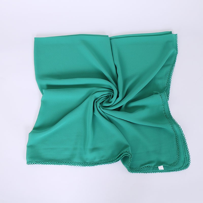 green Crumpled Chiffon Square Hijab
