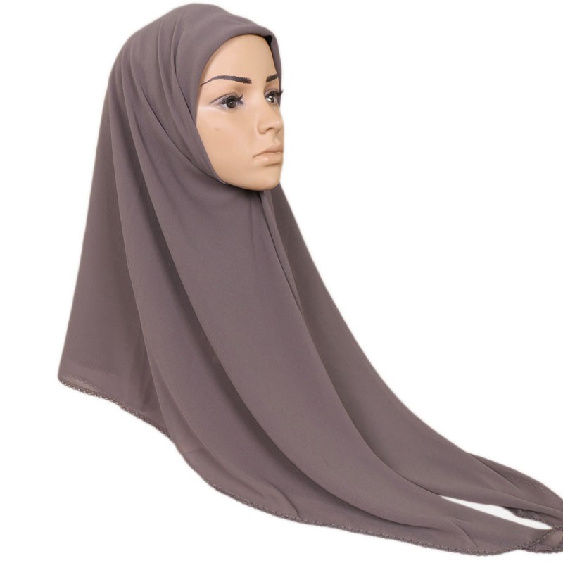 dark gray Crumpled Chiffon Square Hijab