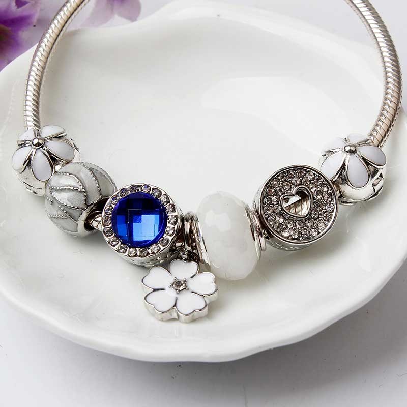 Blue Floral Daisy Bracelet