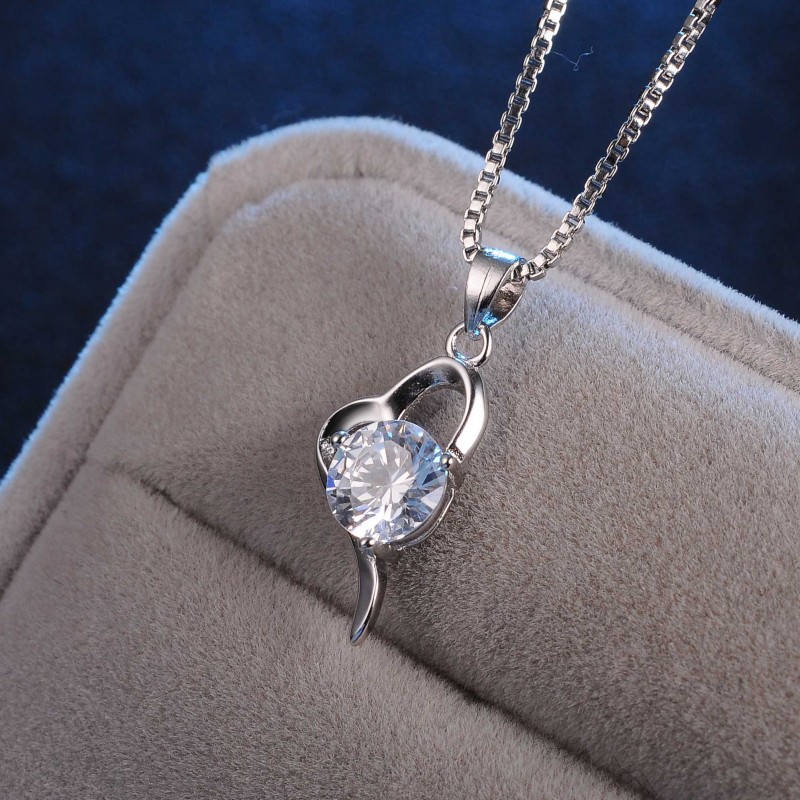 Crystal Heart Polished Necklace