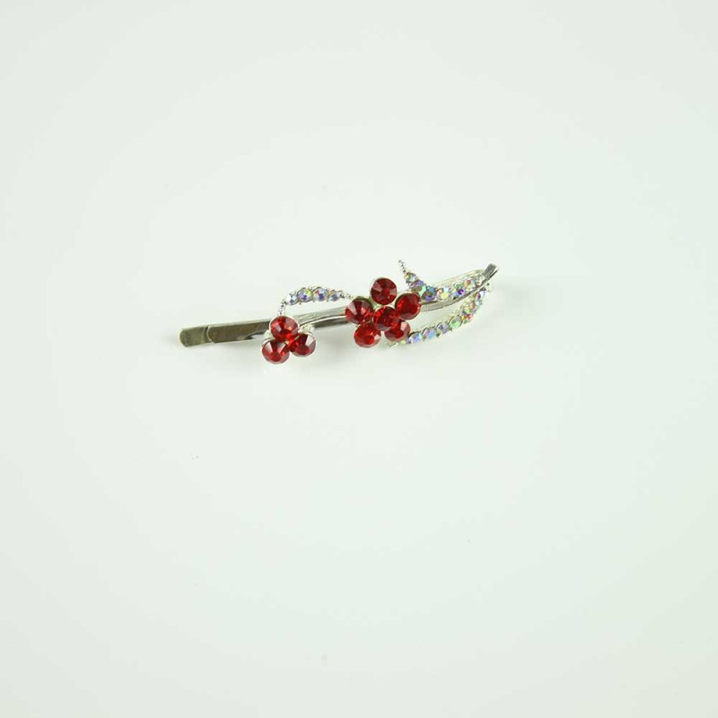 Maroon floral crystal hairpin
