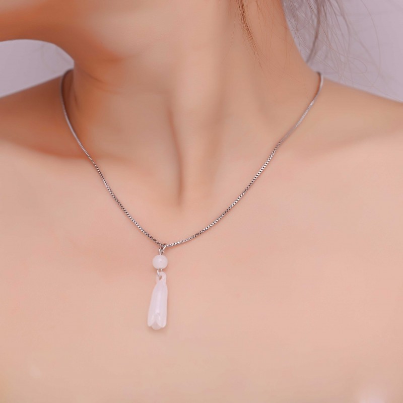 Floral Drop Polished Necklace