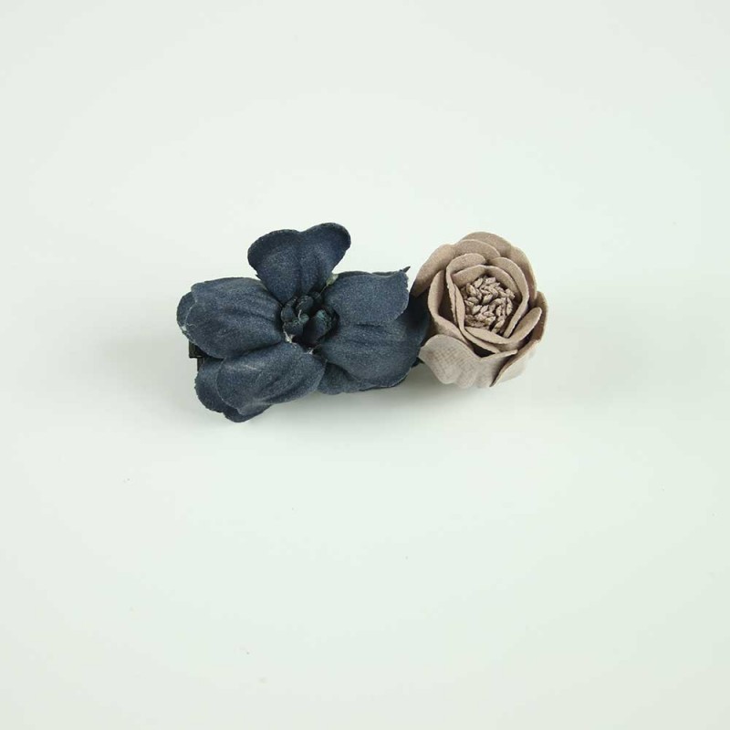 navy peach garden hair clip