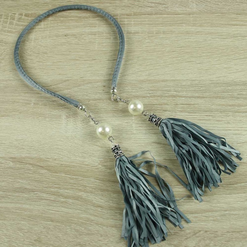 Smokey Blue long tassel headband