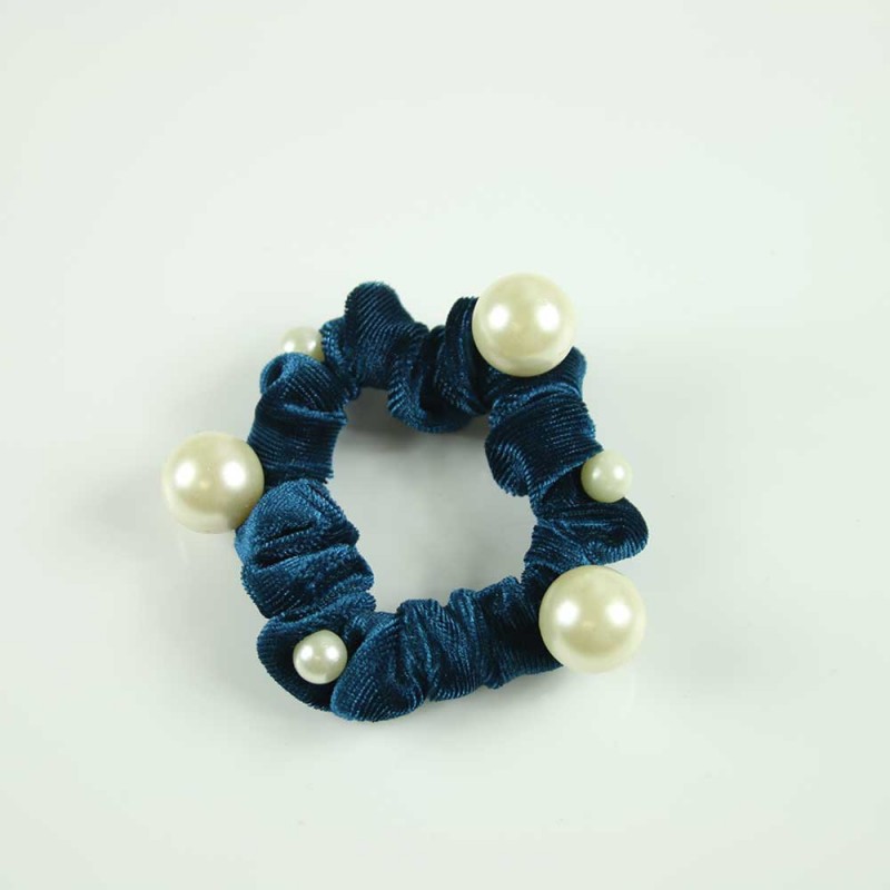 Teal Pearl Scrunchy