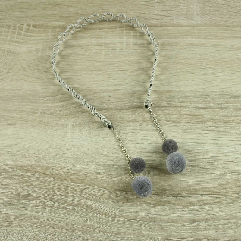Grey pompom headbands
