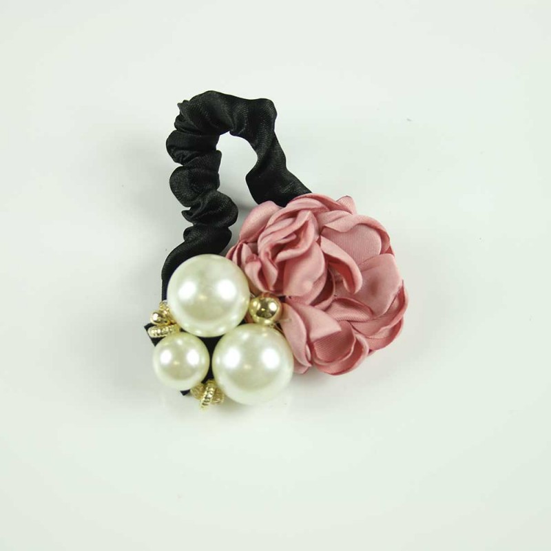 Pink rose three pearl hairband