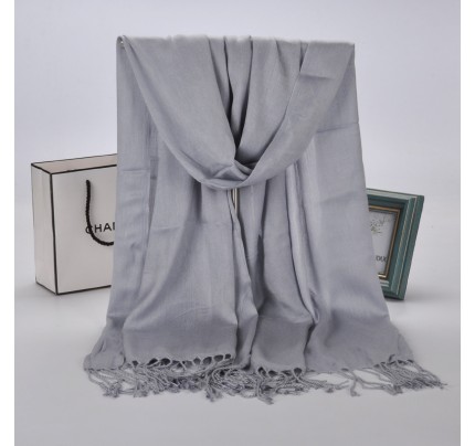 Light Gray Plain Cotton Satin Pashmina Hijab