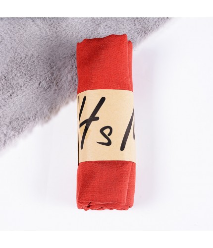 Rust Red Cotton Linen Classic 180x130cm Extra Maxi Hijab